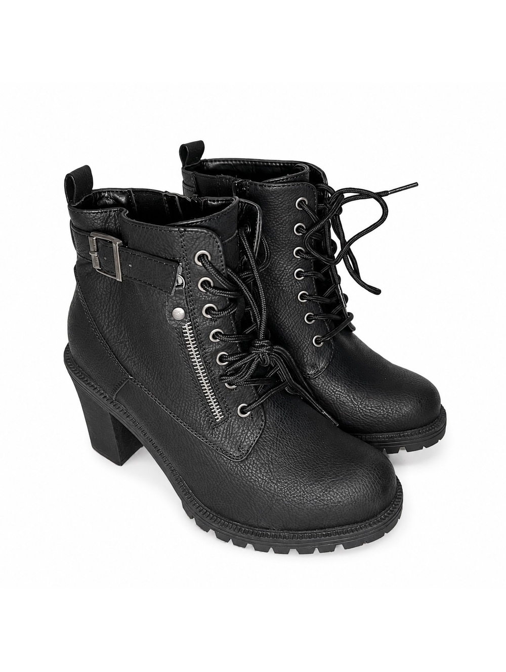 Torrid Black Lace-Up Heeled Combat Ankle Boots Women’s Size 9WW extra wide width - Picture 2 of 6